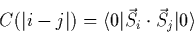 $C(\vert i-j\vert) = C(|i-j|) = < 0 | \vec{S}_i \cdot \vec{S}_j | 0 >$