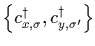 $\{c_{x,\sigma}^\dagger,c_{y,\sigma'}^\dagger\}$