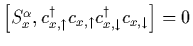 $[S_x^\alpha, c_{x,\uparrow}^\dagger c_{x,\uparrow}
c_{x,\downarrow}^\dagger c_{x,\downarrow} ] = 0$